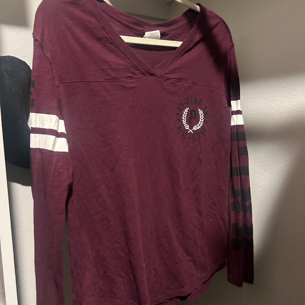 PINK Victoria's Secret Maroon Long Sleeve Tee